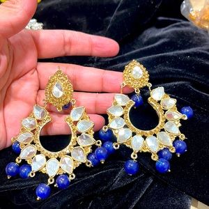 Navy Blue Kundan Bali/earrings
